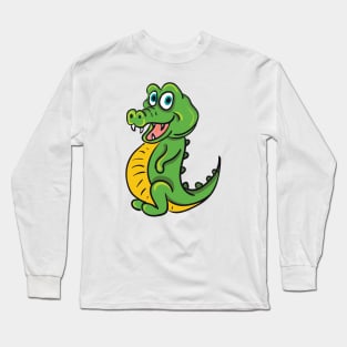 Cute crocodile or alligator cartoon Long Sleeve T-Shirt